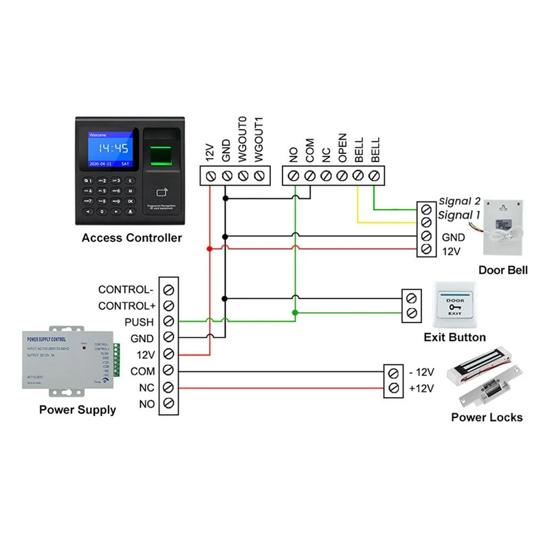 1000 Capacity Access Control Electric Time Clock Recorder RFID Keypad USB Data Manage