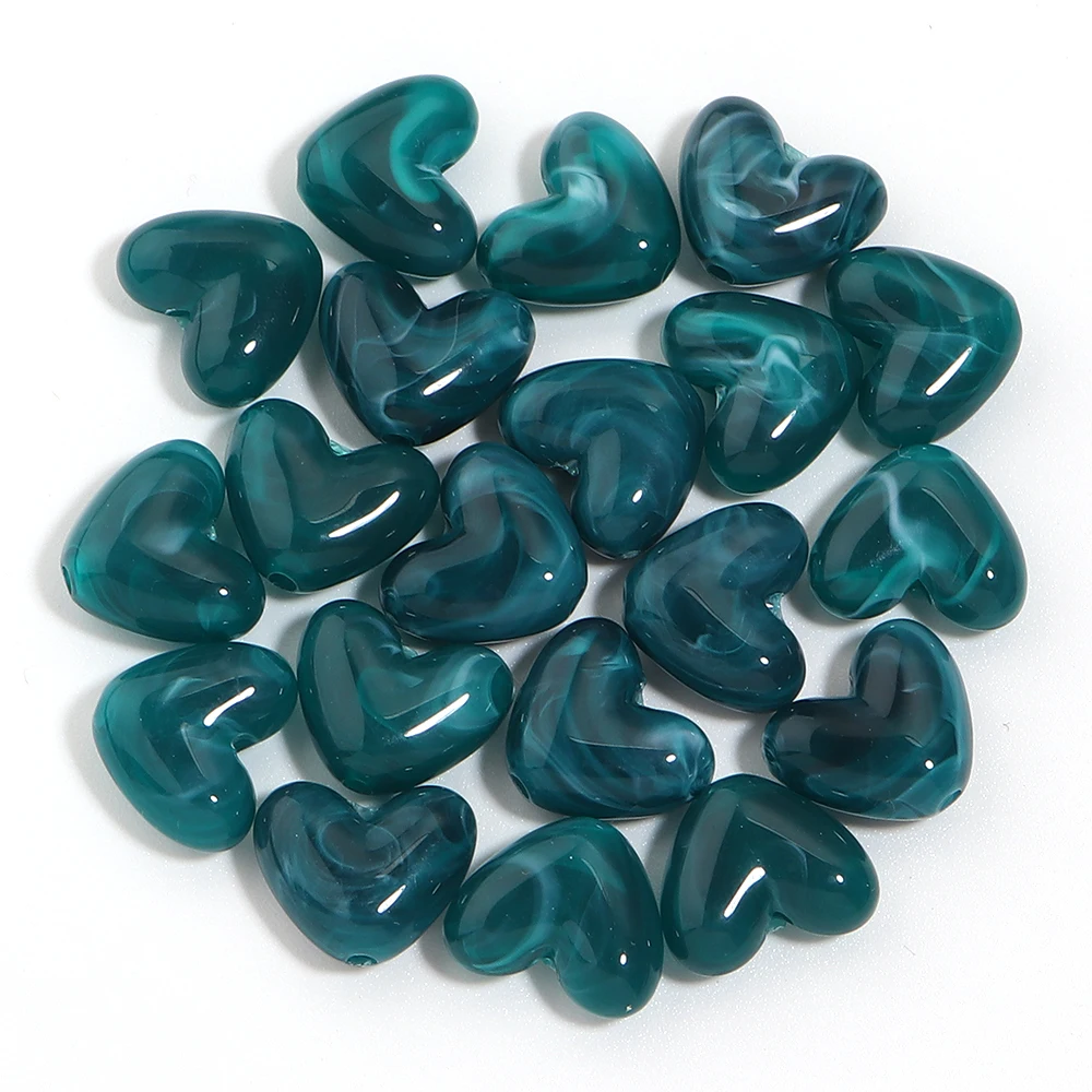 20 Stück 14 x 12 mm zweifarbige Acryl-Herzperlen, lose Herzperlen für die Schmuckherstellung, DIY-Armbänder, Halsketten, Schlüsselanhänger, Zubehör – Detail 12