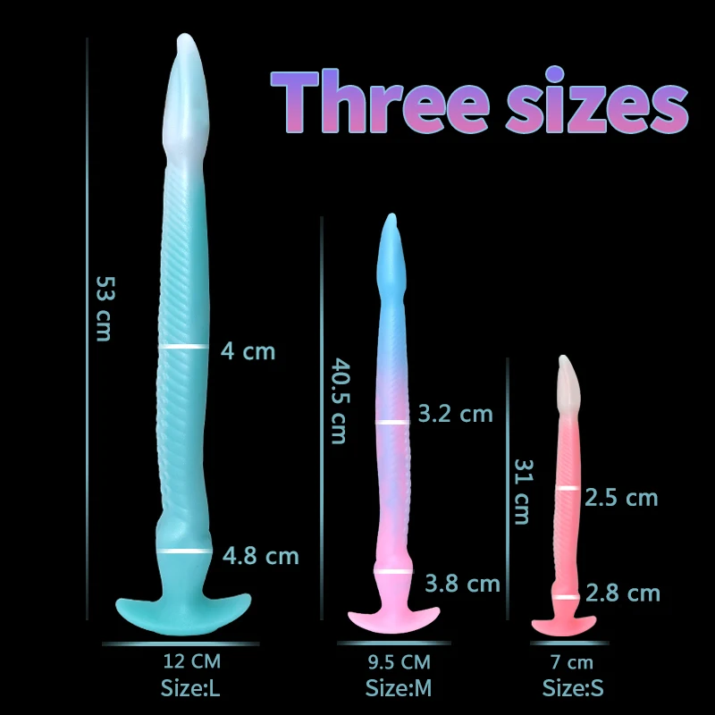 Super Long Anal Plug Dildos Luminous Anus and Vagina Soft Anal Dilator Liquid Silicone Anal Sex Toy Butt Plug for Women and Men