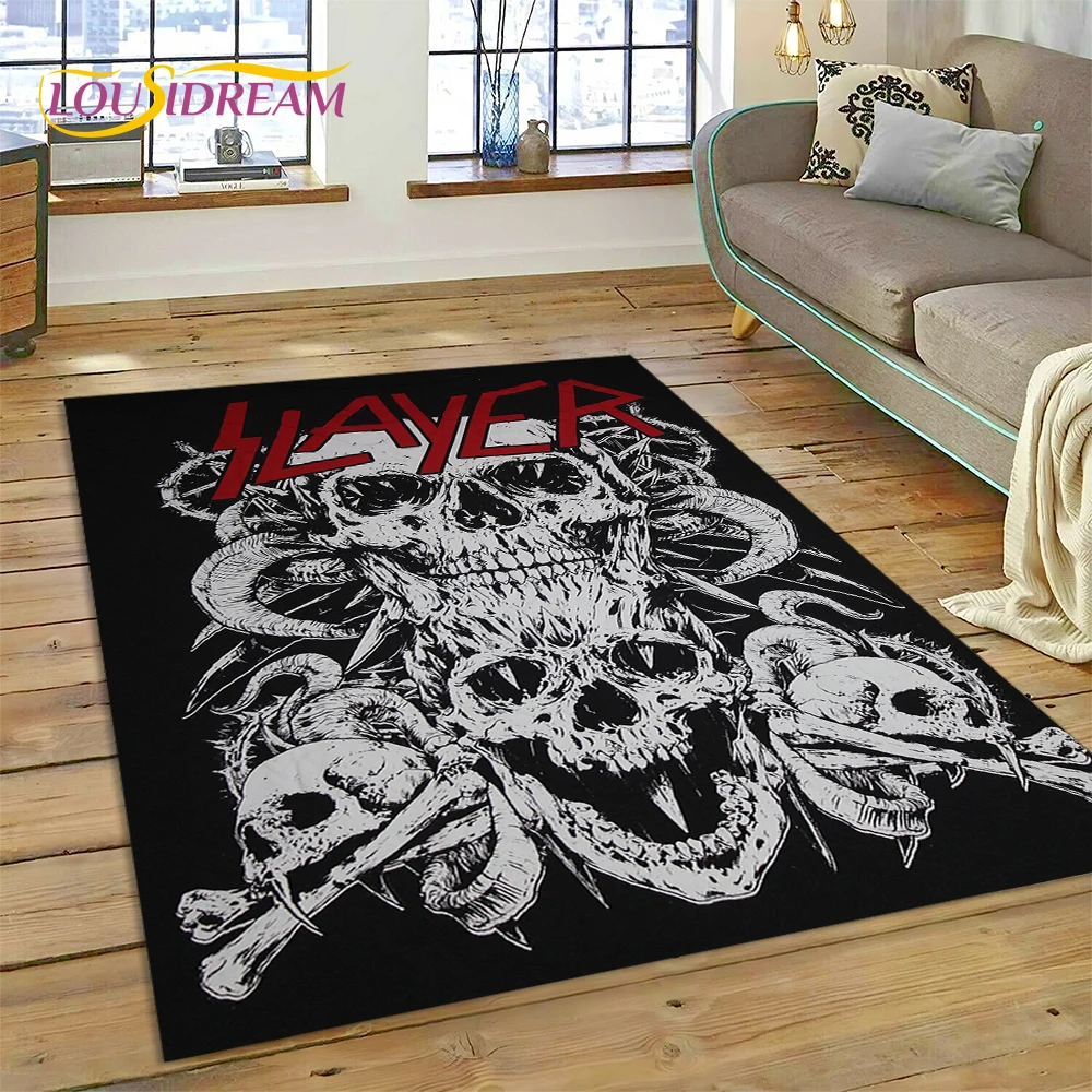 3D Rock Slayer Heavy Metal Band  Rug Carpet for Living Room Bedroom Decor,Floor Mat Non-slip Decoration for Sofa Doormat Gifts