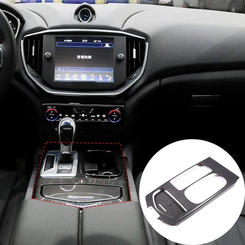 Central Console Gear Shift Panel Cover Trim Dry Carbon Fiber For Maserati Ghibli 2014-2016