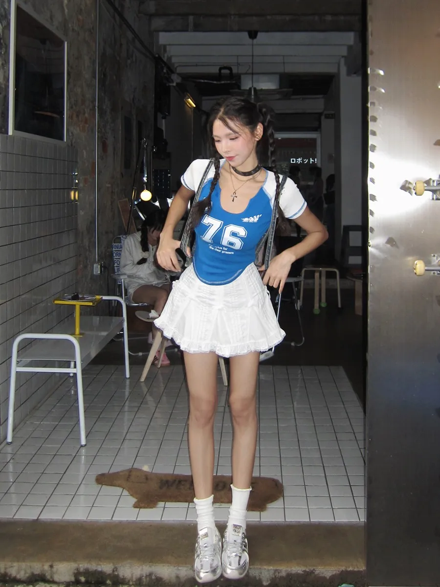 تي شيرت Aviva on Earth American Print Design ort Sve Slim Fit للسيدات Dopane Spicy ort Sle بنمط إبداعي... #3