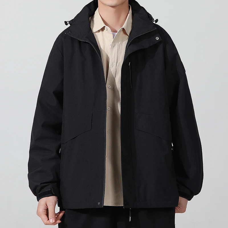 

Новая мужская альпинистская куртка из ветрозащитной и водонепроницаемой ткани нейтрального цвета, модное повседневное осеннее пальто большого размера на открытом воздухе