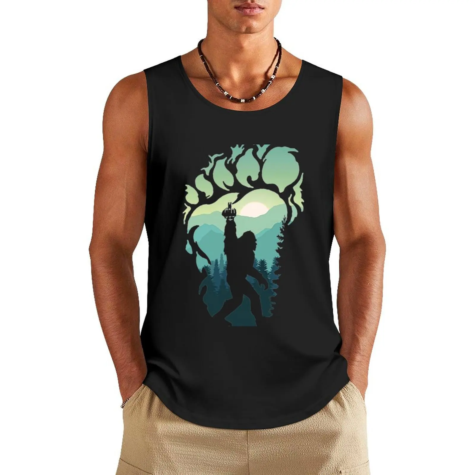 Shadow Bigfoot Middle Finger Tank Top t-shirt for man Men's clothing brands