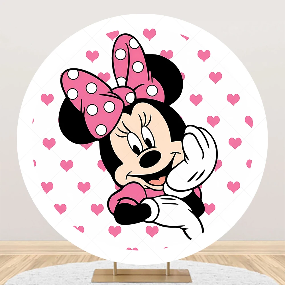 Disney Mickey Minnie Mouse Boys Girl Gift Birthday Party Round Backdrop Custom Children Room Photography Poster Decor Background