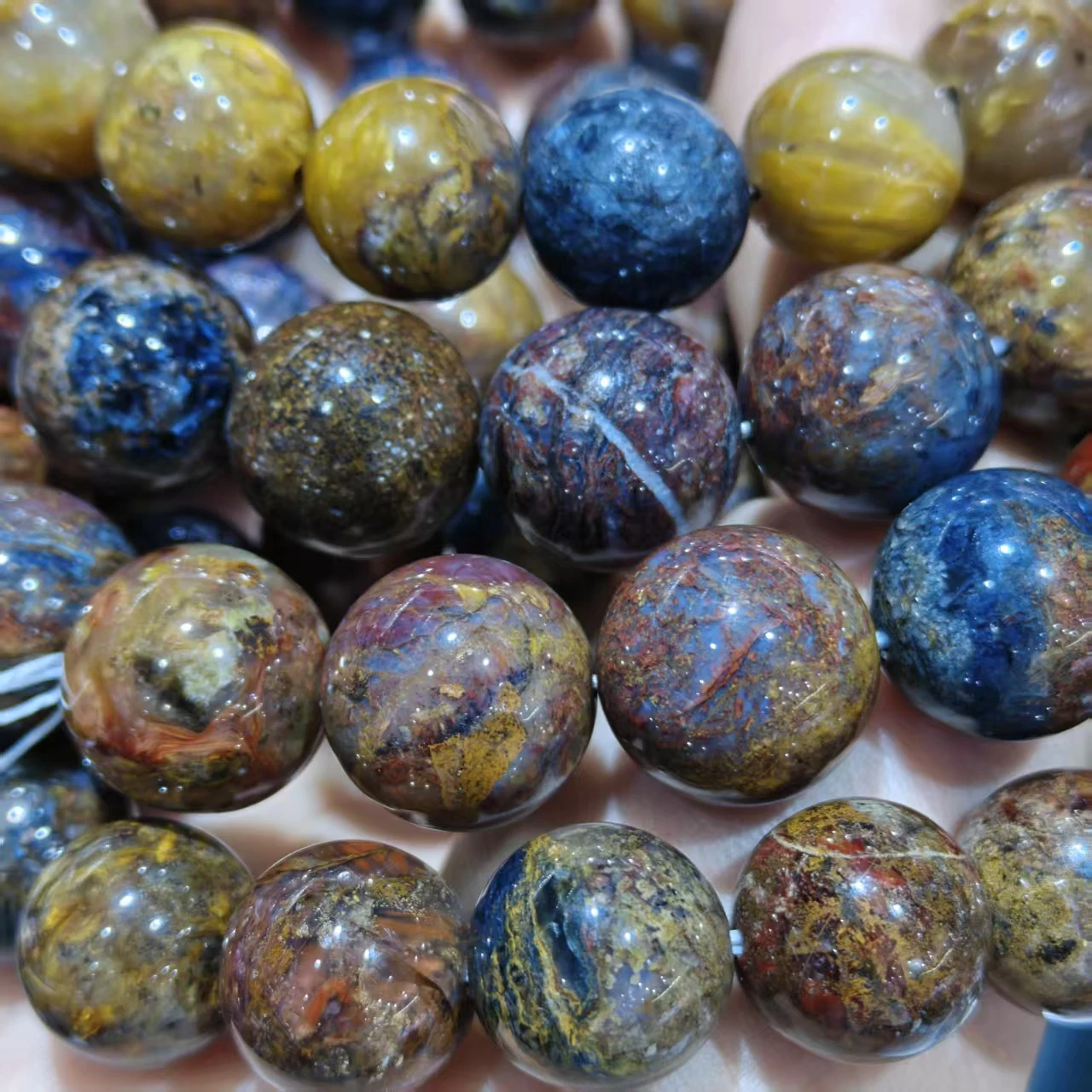 Natürliche, farbenfrohe Pietersite-Quarz-Perlen in AAA-Qualität, glatt, rund, lose Perlen für die Schmuckherstellung, Design-Armband, elastisches Seil, handgefertigter Schmuck – Detail 4