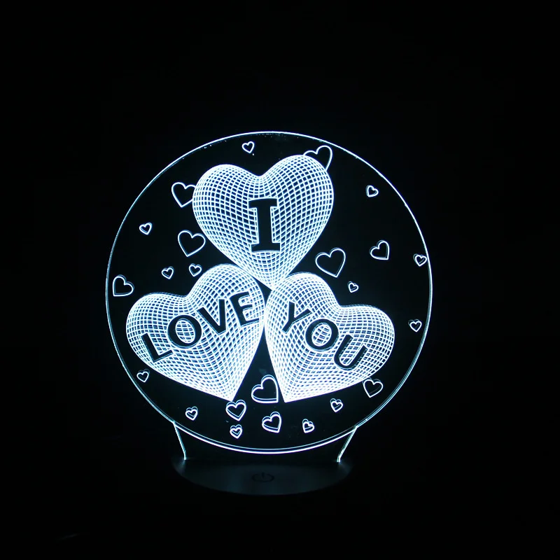 Valentine\'s Lover Gift 3d Visual I Love You Romantic Night Light Led Table Lamp With Touch Switch / Remote Control