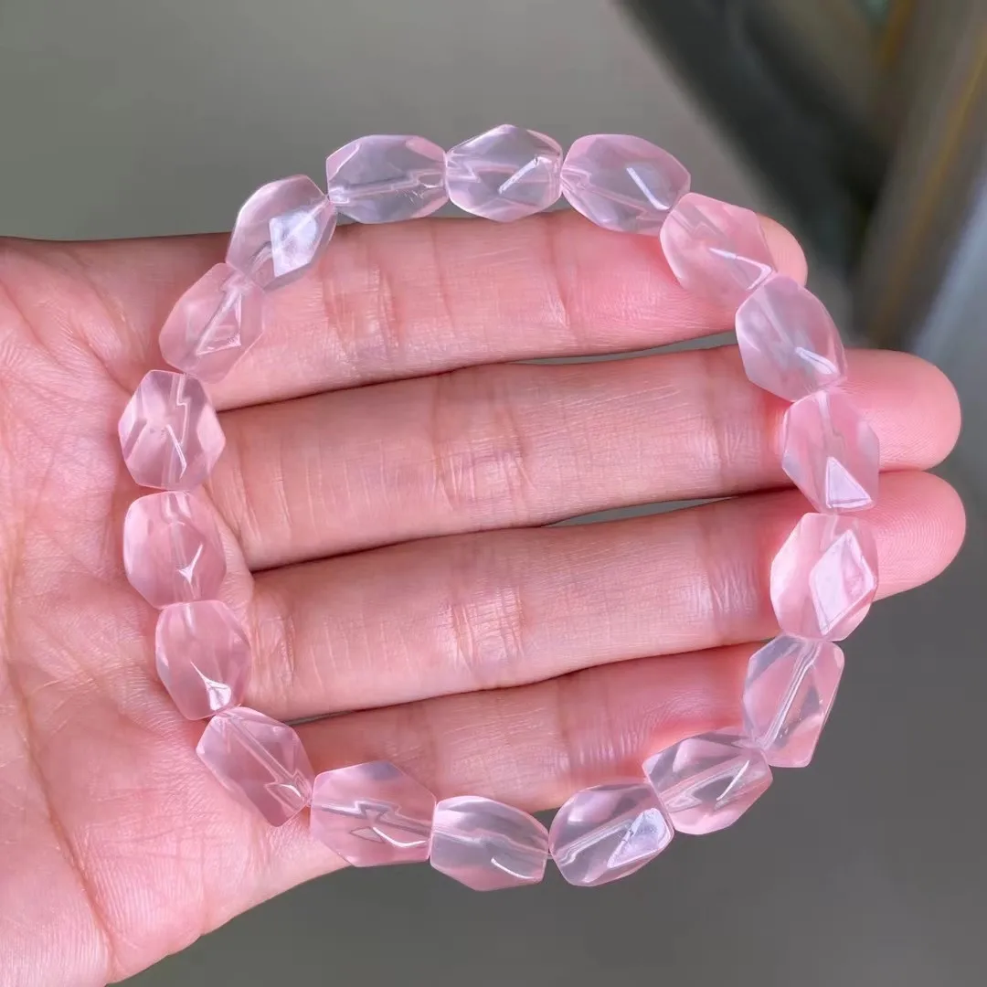 8mm Natural Pink Rose Quartz Bracelet For Women Lady Men Beauty Gift Star Light Crystal Beads Stone Jewelry Strands AAAAA