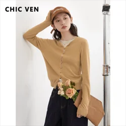 CHIC VEN Fashion Women Cardigan New Korean Round Neck Loose Casual Knitted Sweater Slim Fit Female Top Spring Summer 2025