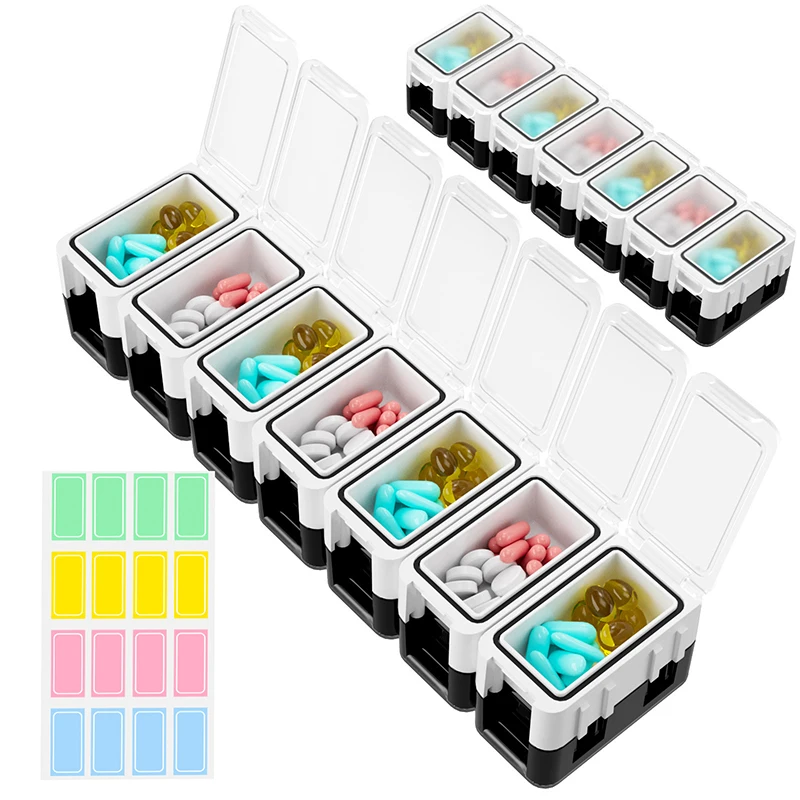 7 Days A Week 14 Compartments Pill Box Multifunctional  Removable Random Combination Sealed Pill Organizer