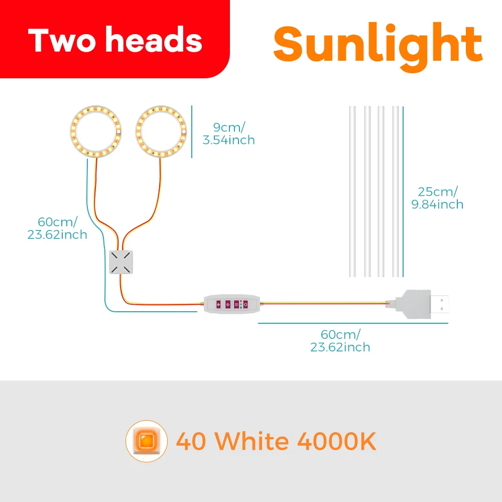 Led Plant Grow Light Usb 5V Full Spectrum Hydroponic Dimbare Timer Auto Aan/Uit Cactus Bloemen Succulente Groei Teeltlamp