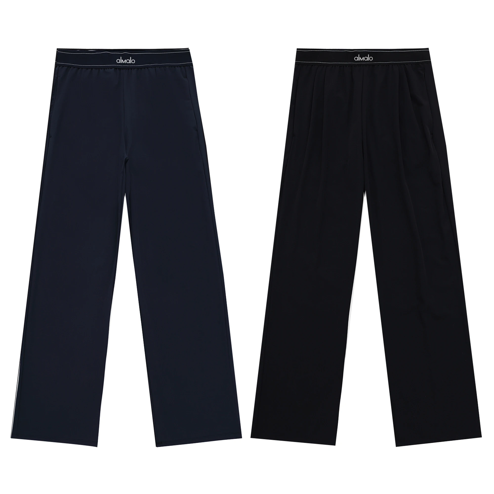 مرونة الخصر الصلبة اللياقة البدنية ركض السراويل النساء اليوغا الرياضة بنطال ذو قصة أرجل واسعة المرأة رقيقة عادية فضفاض الأزرق الداكن فضفاض Sweatpants