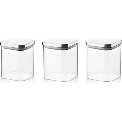 Yzhome 3 Pcs Metal Square Lid Borosilicate Glass Jar Storage Container 700Ml