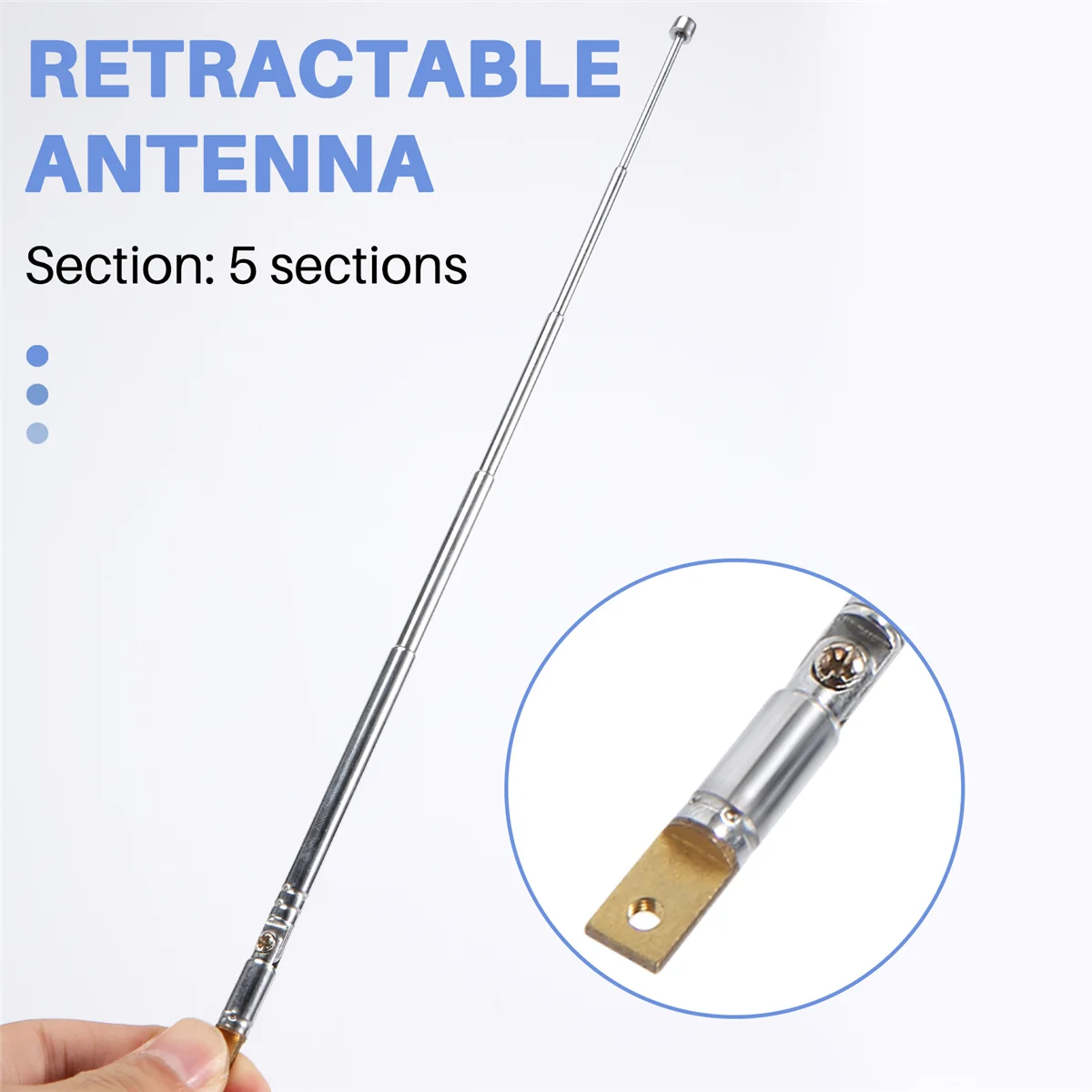 Antena telescópica de repuesto para Radio y TV, 25,4 cm, 10 ", 5 secciones