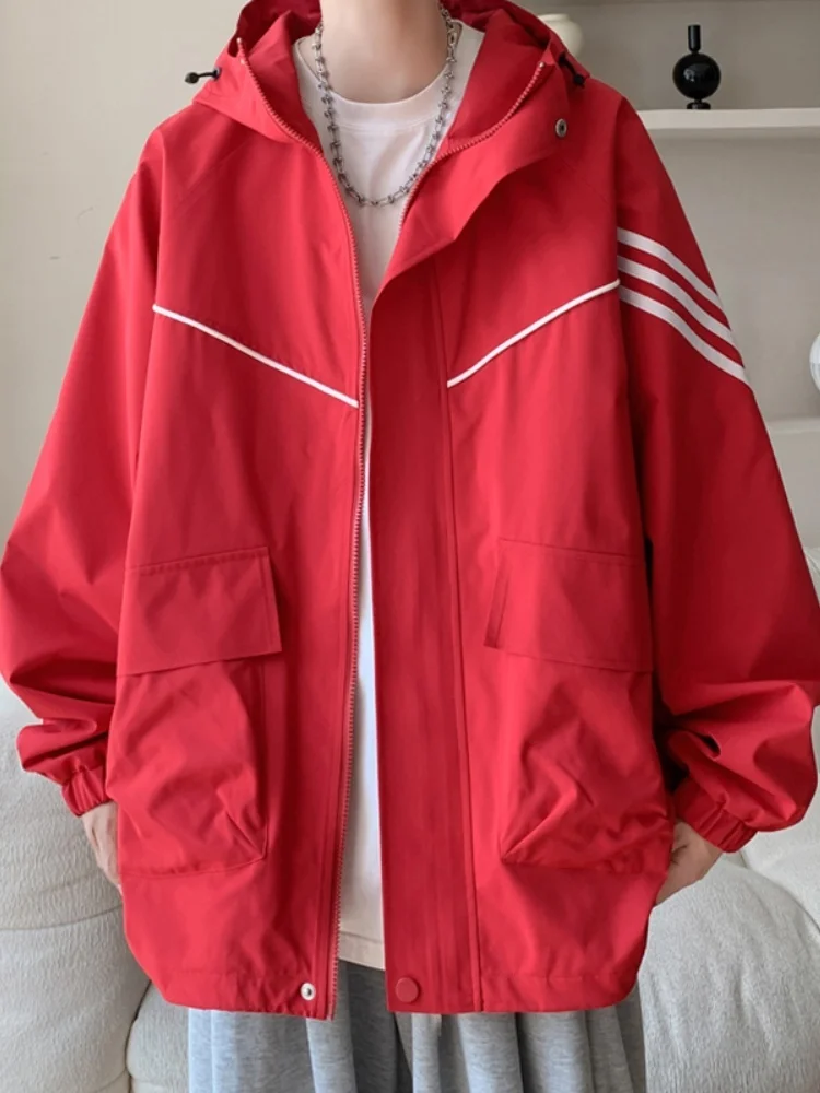 

American Sle Workwear Jaet for Men Casual Outdoor Windproof Autumn New Arrival Youth Faion Long Sve Zipper Hooded