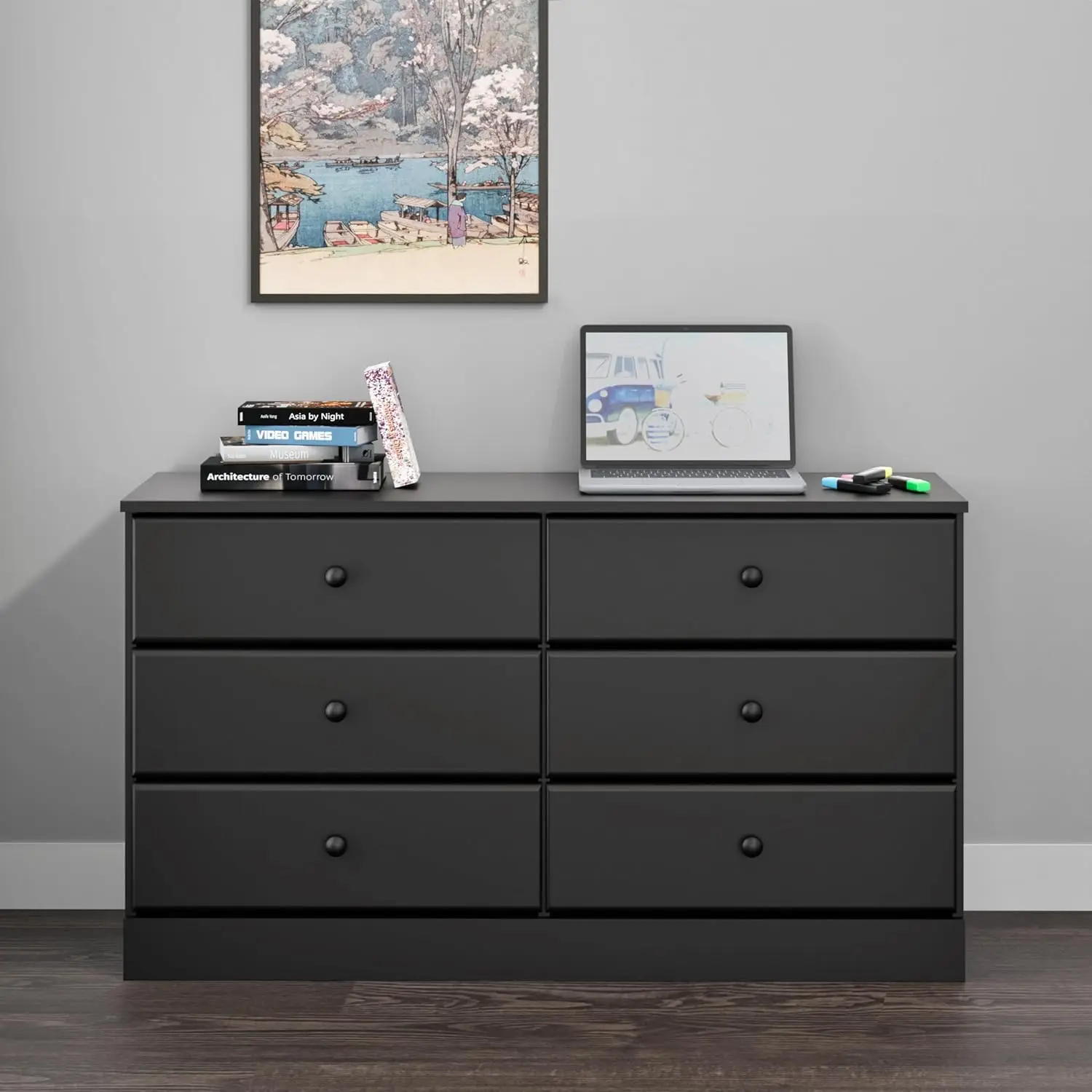 Prepac Astrid 6 Drawer Double Dresser For Bedroom, 16