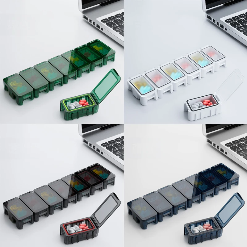7 Days A Week 14 Compartments Pill Box Multifunctional  Removable Random Combination Sealed Pill Organizer