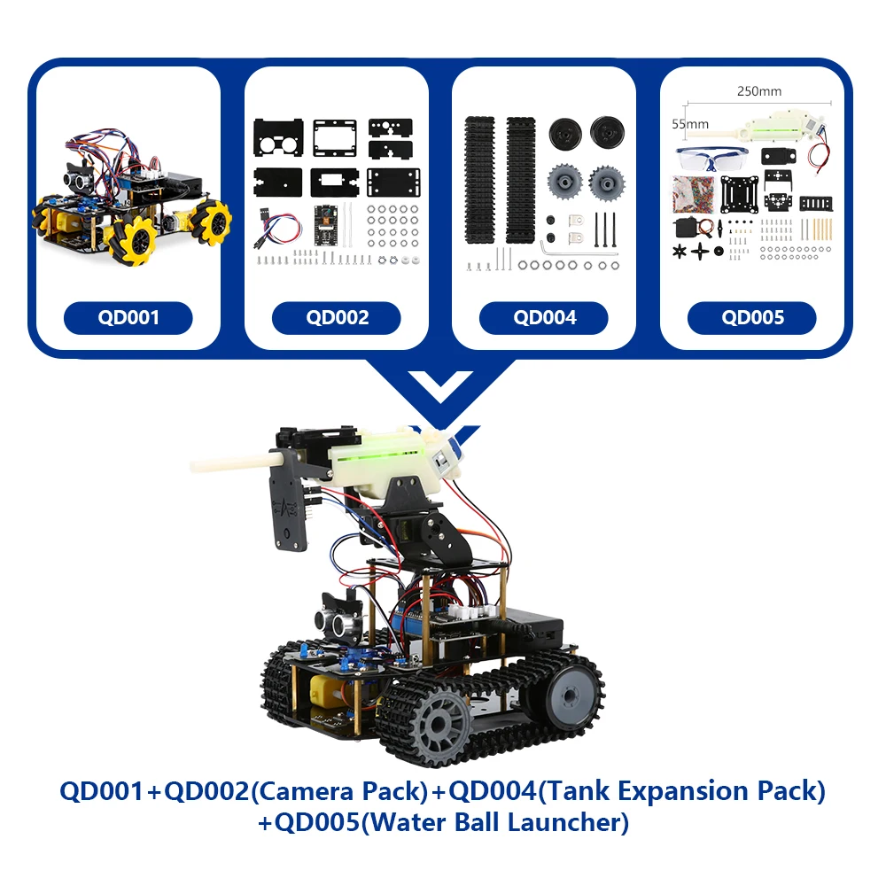 ACEBOTT ESP32 IoT WiFi Wheel Programmable Obstacle Avoidance Tracking Scratch Coding Starter Smart Robot Car kit for Arduino