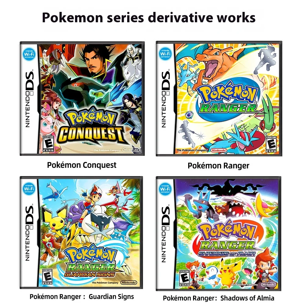 2024 New Nds Game Cartridge Video Game Card Pokemon Series Pokemon American Version Of English Game With Box Version Toys Gift