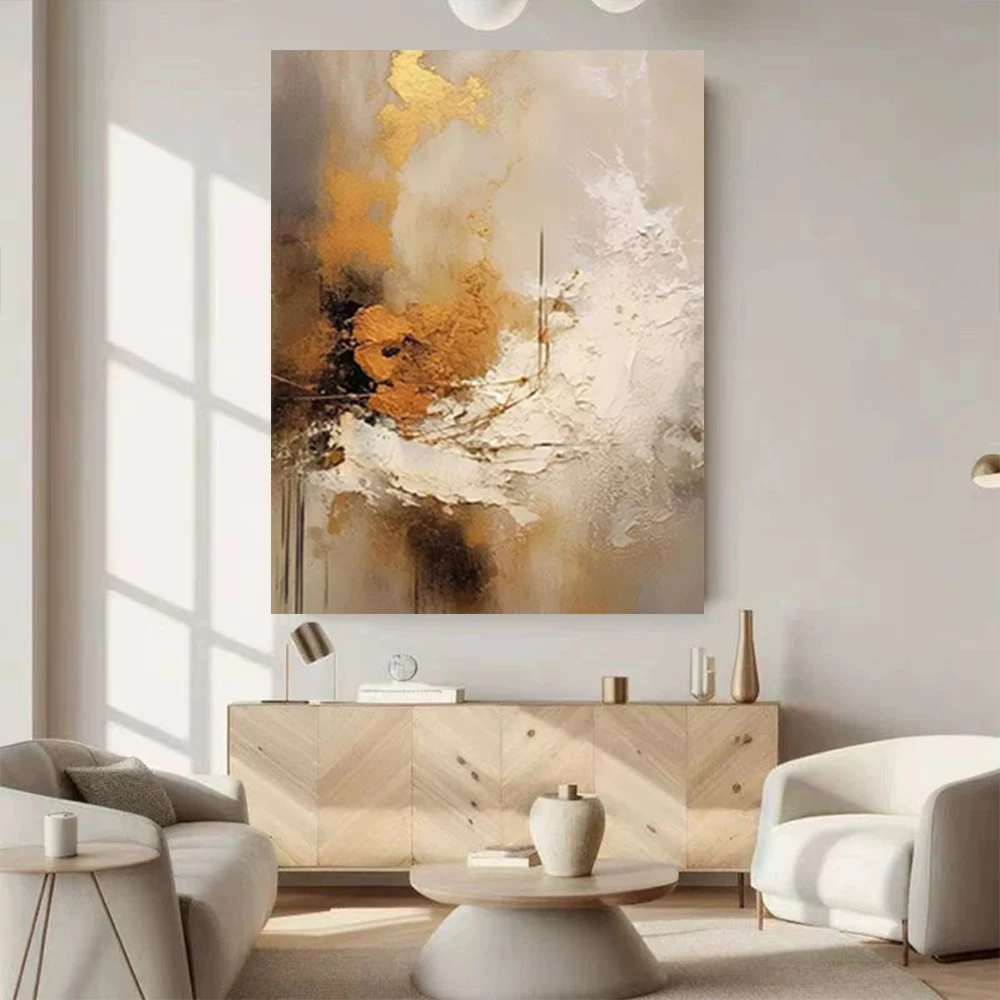 

Home Decoration Art Pure Hand Drawn Canvas Abstract Color Block Oil Painting High End Feeling Living Room Bedroom Hanging Chart