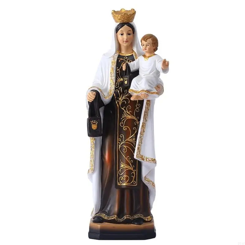 

77JF Religious Resin Marys And Baby Figure Table Art For Homes Church Decors