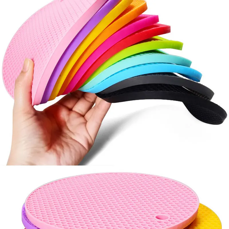 18cm Runde Silikon-Tischmatte Extra Dickes Tischset Offene Wabenstruktur Rutschfest Hitzebeständig Untersetzer für Kaffeebecher – Detail 7