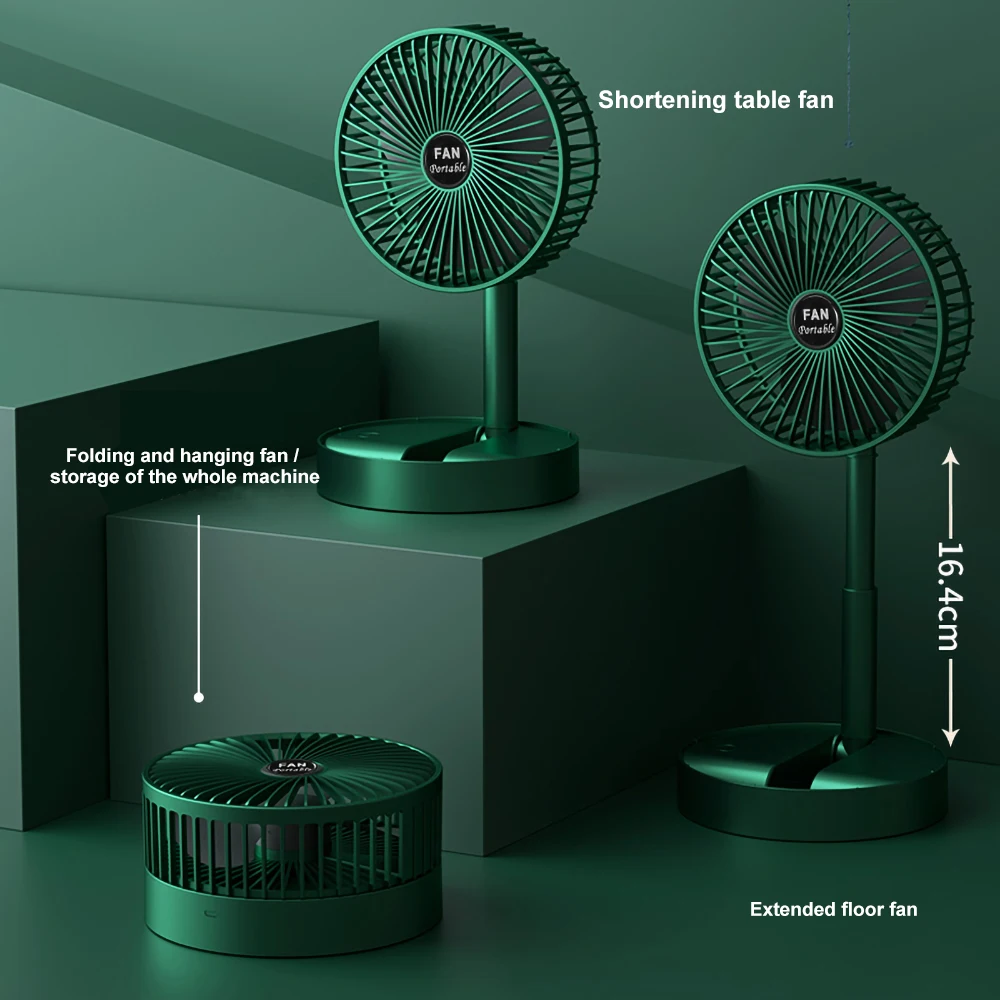 Mini Desktop Opvouwbare Fan Draagbare Huishoudelijke Usb Oplaadbare Intrekbare Mute Ventilator Elektrische Verstelbare Lownoise Lange Standby Fan