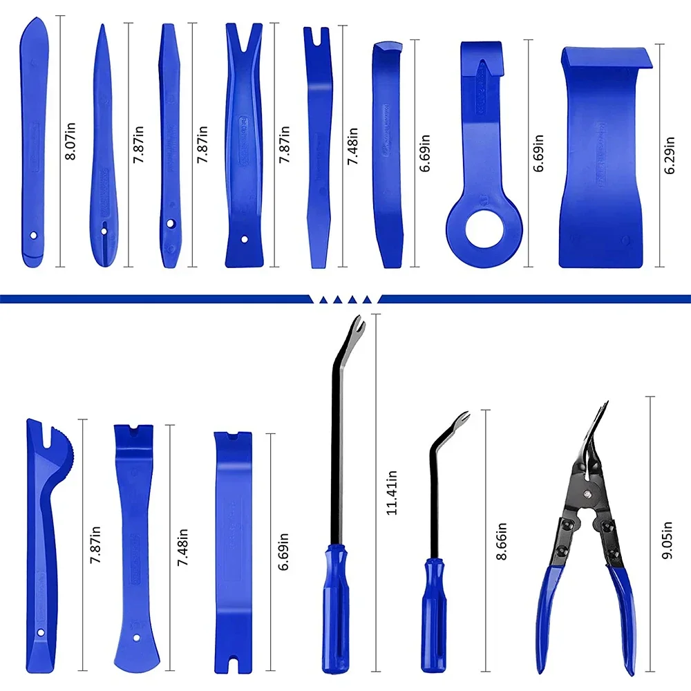 19Pcs Car Trim Removal Tool Set Handheld Stereo Disassembly Clip Pliers Fastener Remover Auto Body Work Tool