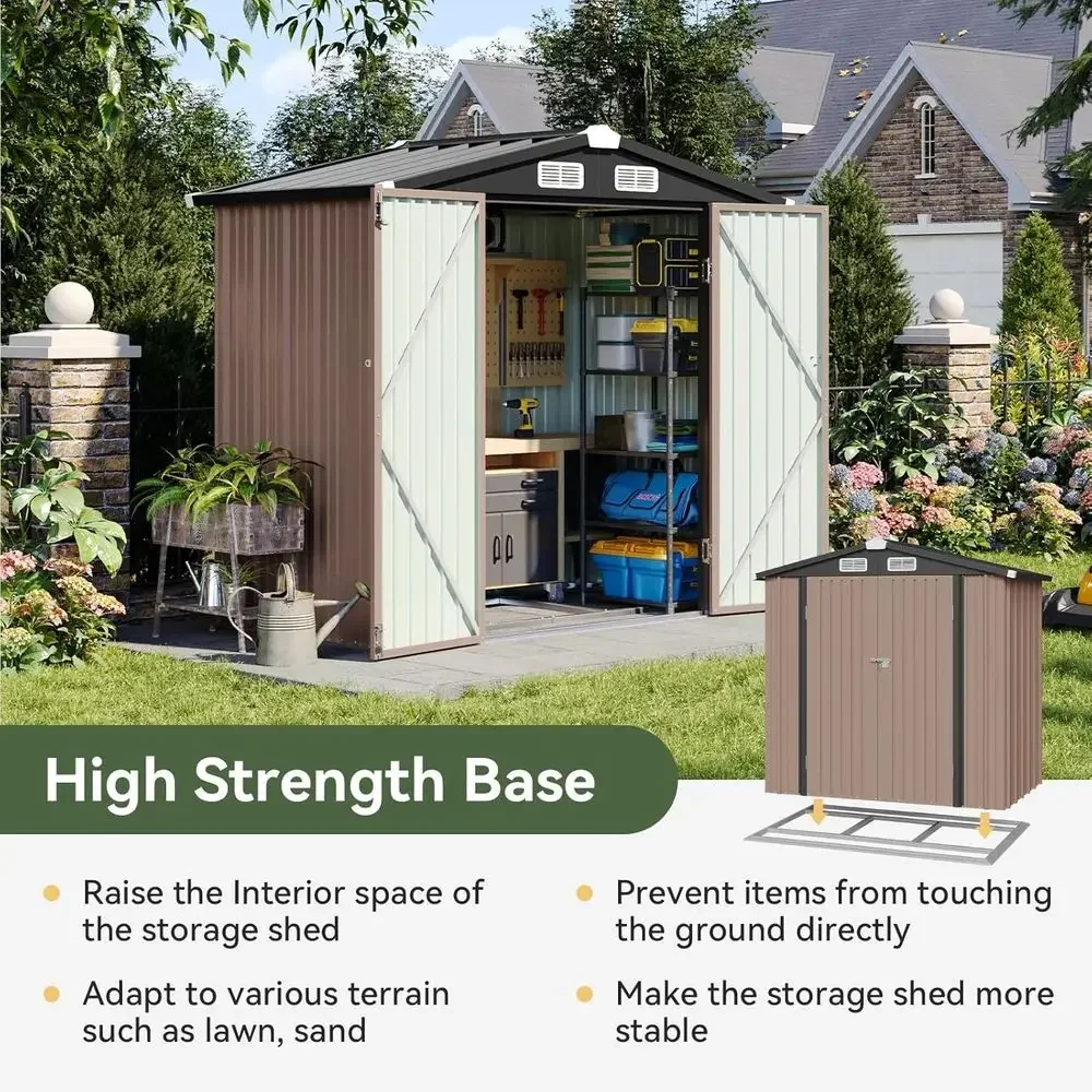 6x3.9ft Outdoor Storage Shed with Lockable Door - Ideal for Garden, Bikes, Backyard, Patio, and Poolside Use (Brown)