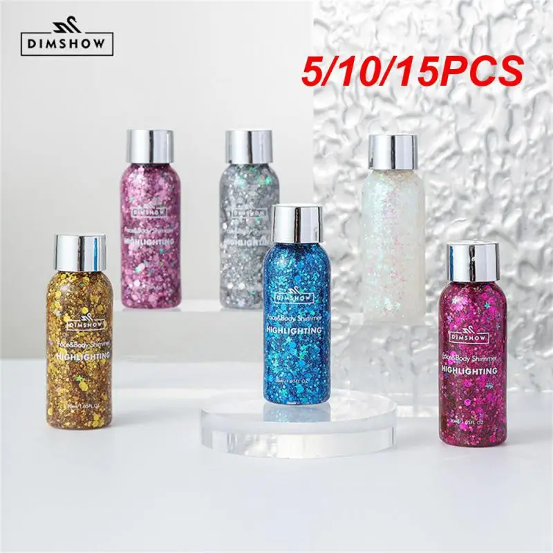 5/10/15PCS Sparkling Sequins Ease Of Use Moderate Size Eye Shadow Gel Sequin Set Sequin Gel Tack-free Portable Liquid Eye Shadow