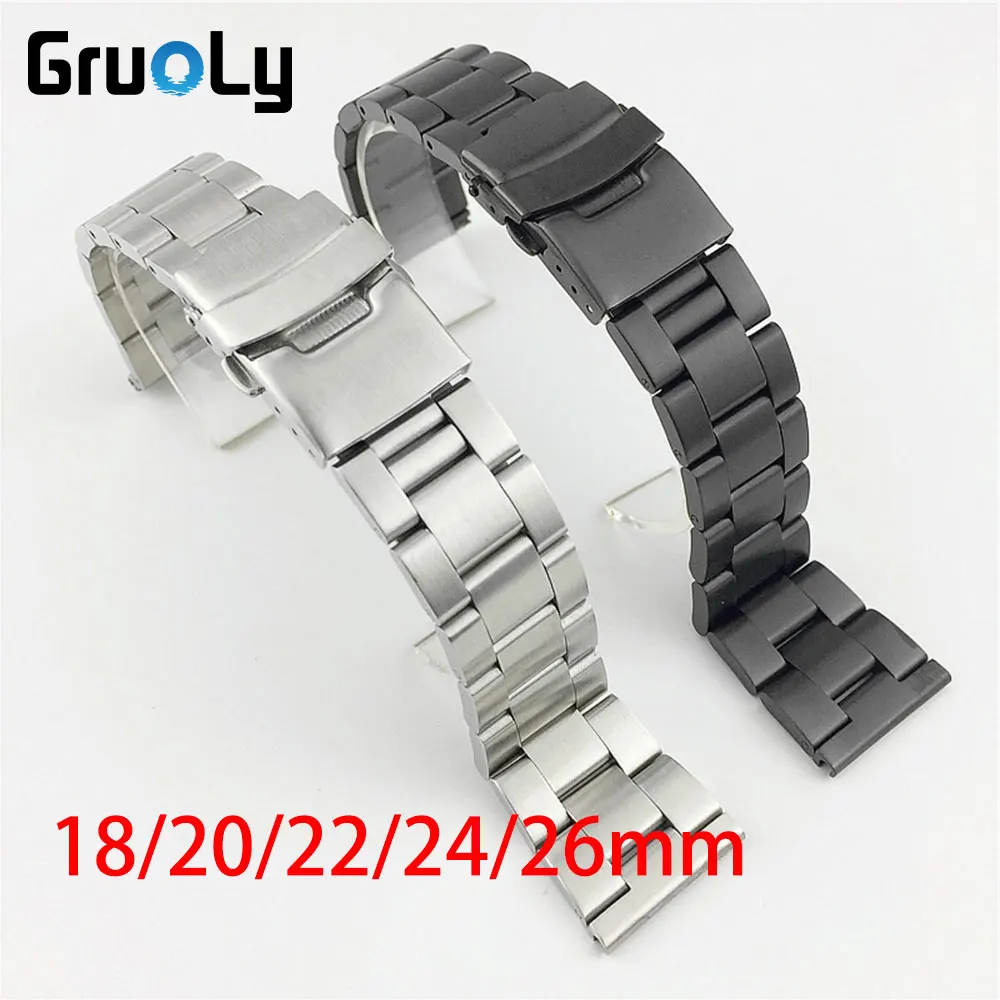 Matte Strap Solid Stainless Steel Watchband 18mm 20mm 22mm 24mm 26mm Universal Wrist Band For Seiko Watch Bracelet Belt Band