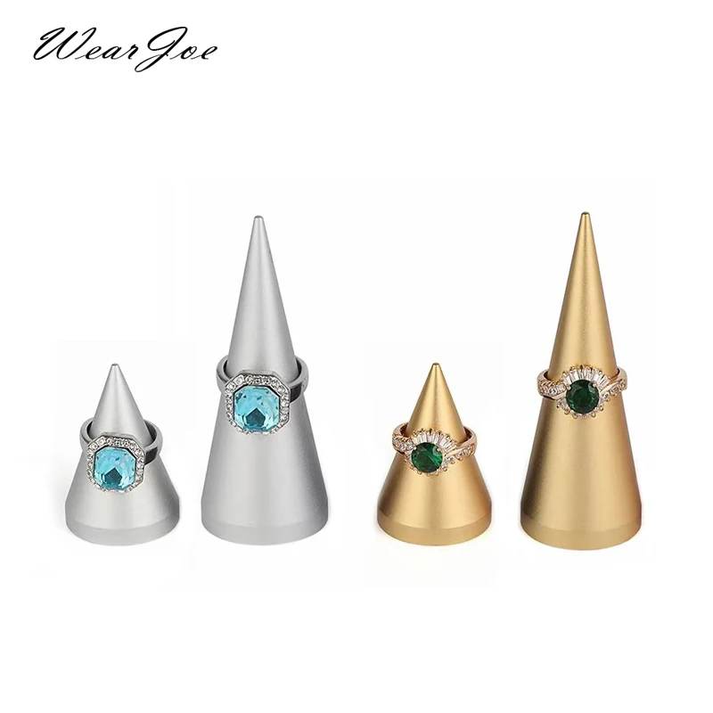 

Metal Ring Cone Holder Finger Stand Jewelry Display Organizer Showcase Counter Top Jewellery Ring Presenting Storage Tower Rack