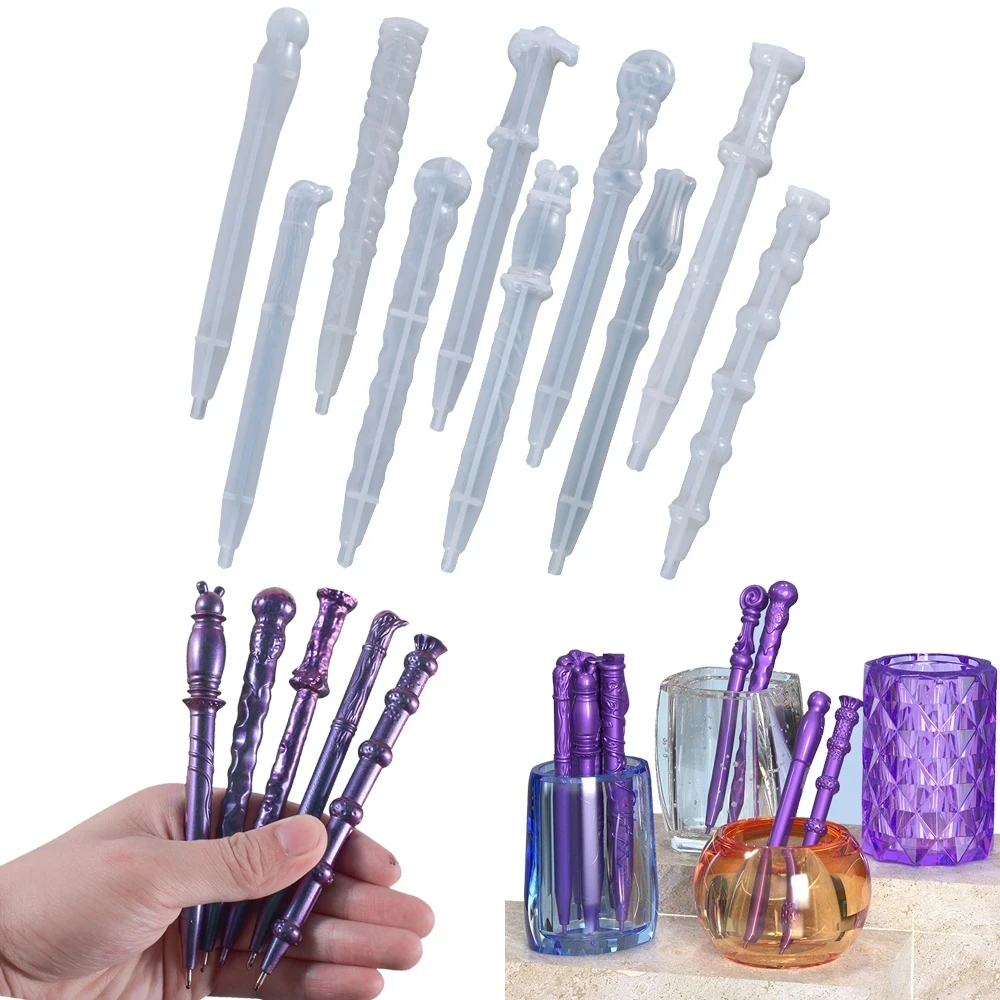 DIY Crystal Epoxy Resin Mold Irregular Shape Magic Wand Ballpoint Pen Silicone Mold Handmade Crafts Tool Resin Casting Molds