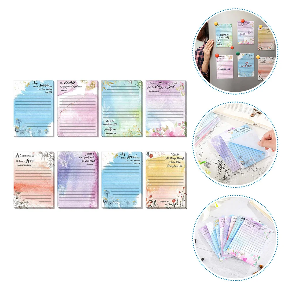 Multi-uso Suave Writing Memo Pads, Notebook Sticky Notes, Tabs, 8 Livros