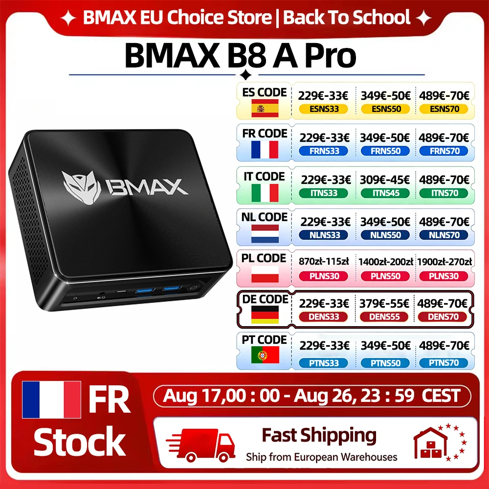 Mini PC BMAX B8 A Pro con procesador AMD Ryzen 7 8745Hs, gráficos AMD Radeon 78…