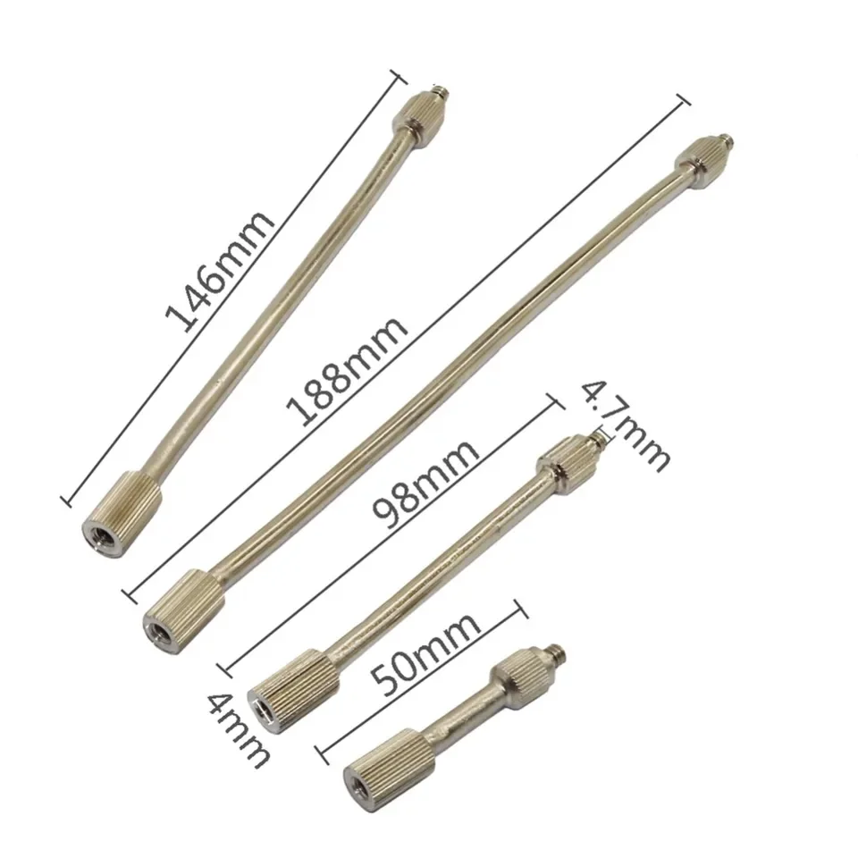 Copper mist nozzle extension rod for fogging systems with flexible design compatible with 3/16 inch female garden water connecto