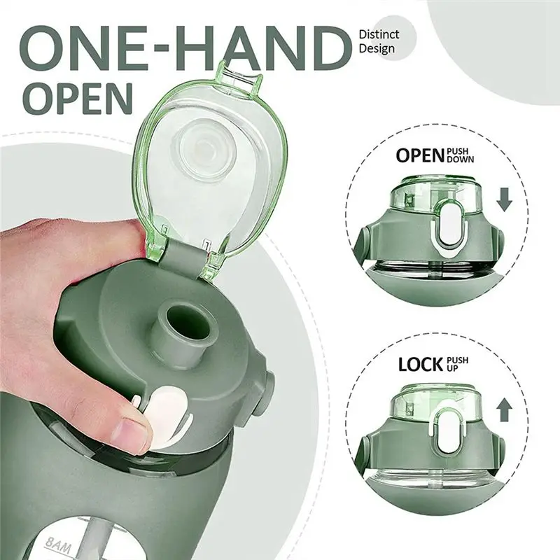 

*X07A Стеклянные бутылки для воды на 64 унции с соломинкой, стеклянная бутылка с силиконовым рукавом и маркером времени, герметичный стеклянный кувшин для воды