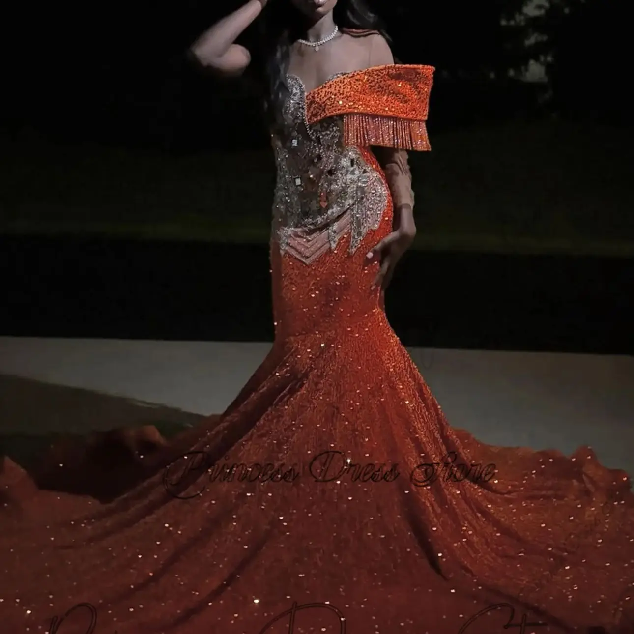 تصميم فريد من نوعه ترتر حورية البحر فاخر حجر الراين حفلة عيد ميلاد حفلة موسيقية فستان 2026 للفتيات السود ثوب زفاف لامع مخصص