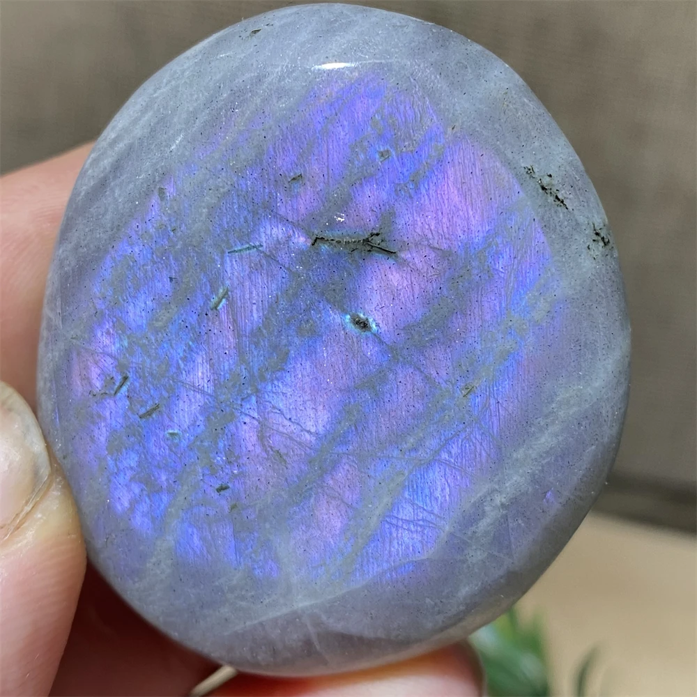 Purple Light Labradorite Natural Stones And Crystal Palm Blue  Golden Moonstone Hecatolite Mineral Samples Specimen Home Decor