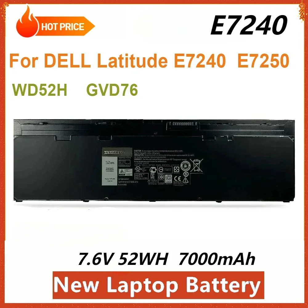 SWZY New E7240 Laptop Battery for DELL Latitude E7240 E7250 Serie VFV59 WD52H GVD76 KWFFN 7.6V 52WH  7000mAh High Quality in Sto