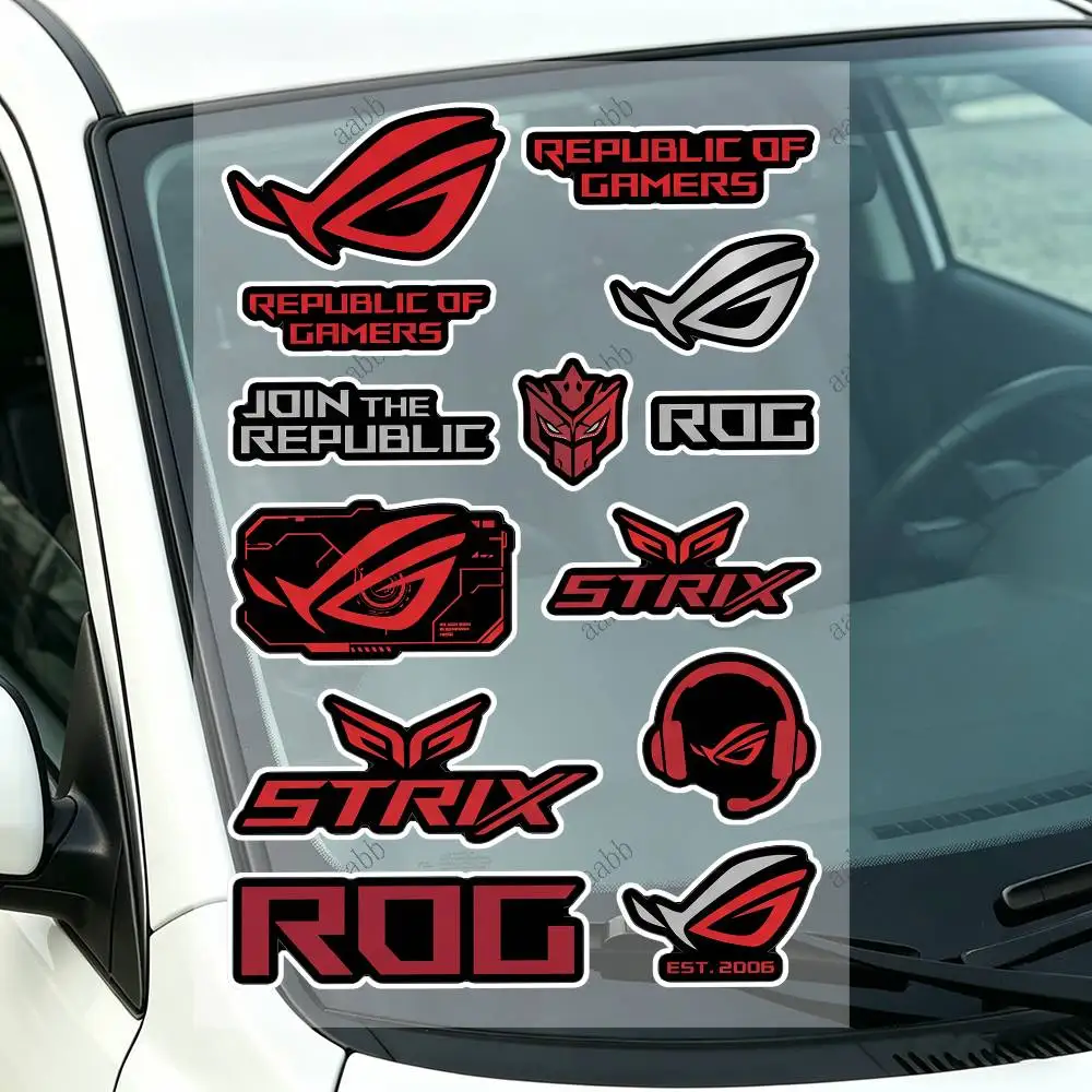 R-R-O G-G Custom Motorcycle Sticker Kit Reflective Decal Set For Helmet Tank Fairing Body Graphics