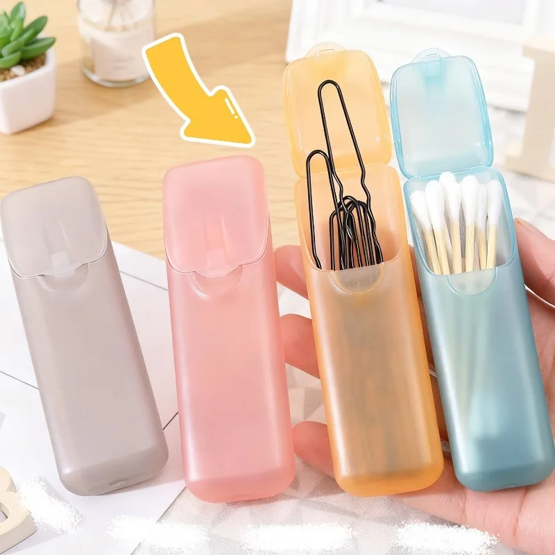 Mini Toothpick Storage Box with Lid Toothpick Case Portable Outdoor Travel Floss Organizer Container Cotton Swab Dispenser