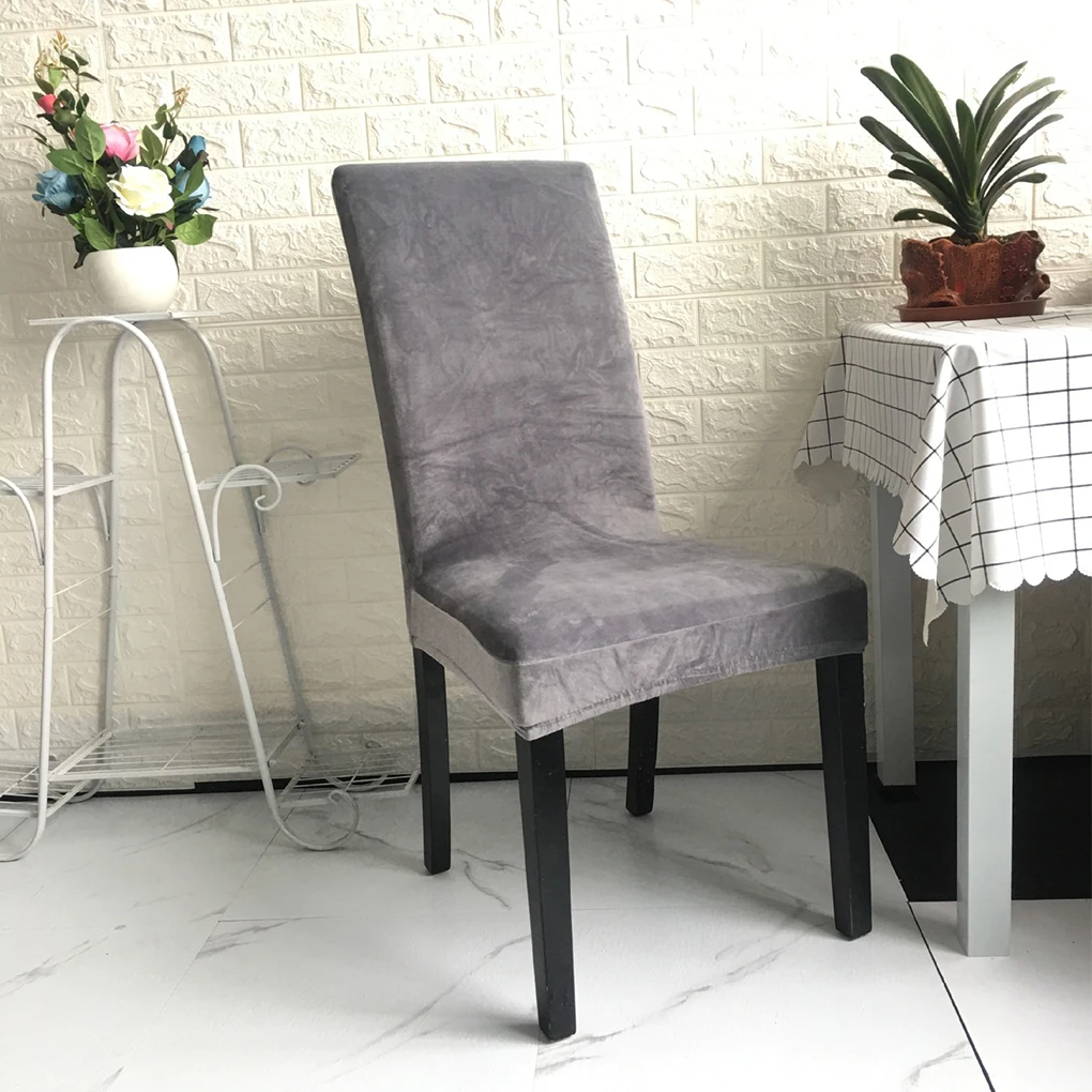 2pcs/set Dirt-proof Velvet Chair Covers - Exquisite Craft Elastic Belt Machine Washable Dining Room
