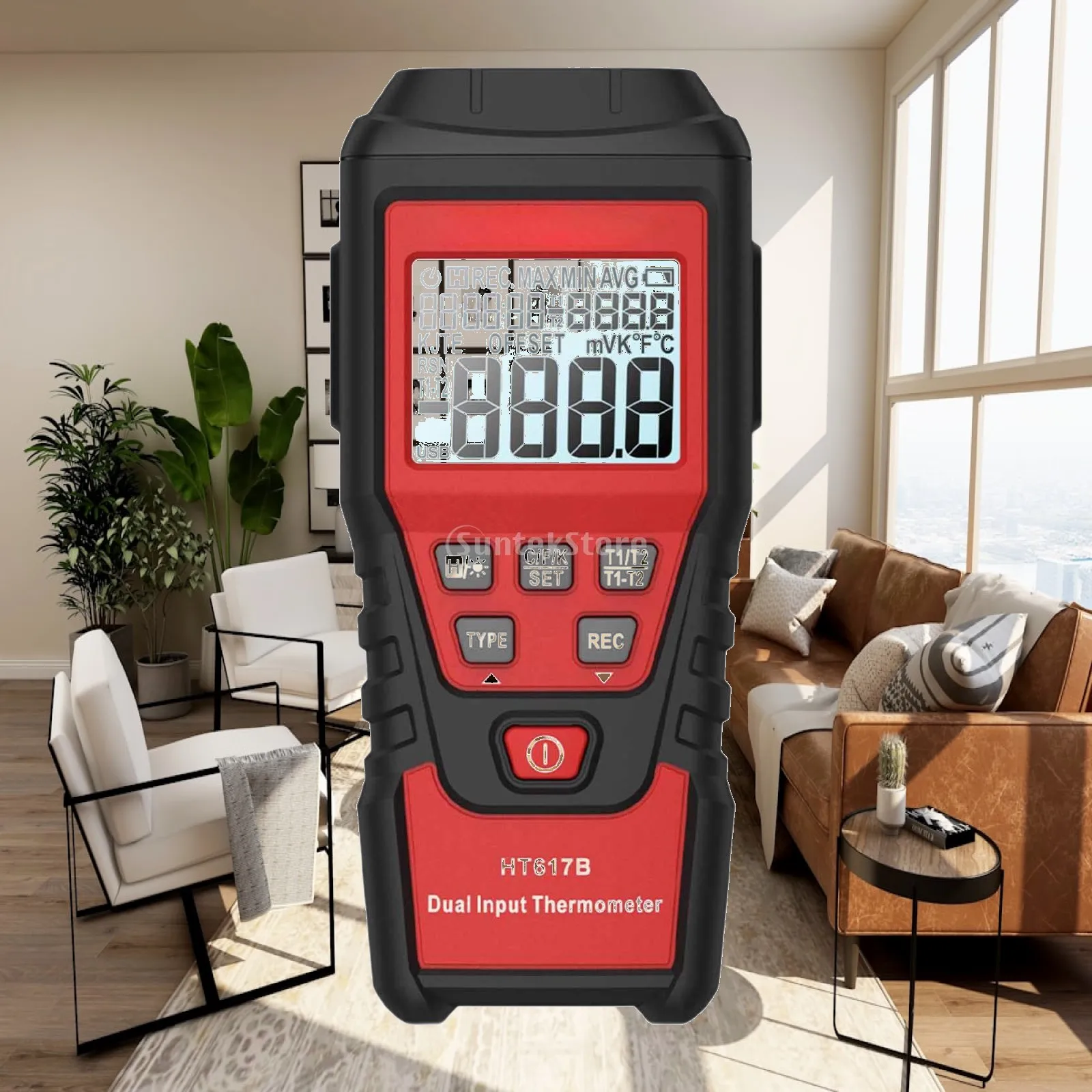 Thermocouple Thermometer Temperature Gauge Portable with Pipe Clamp HT617B