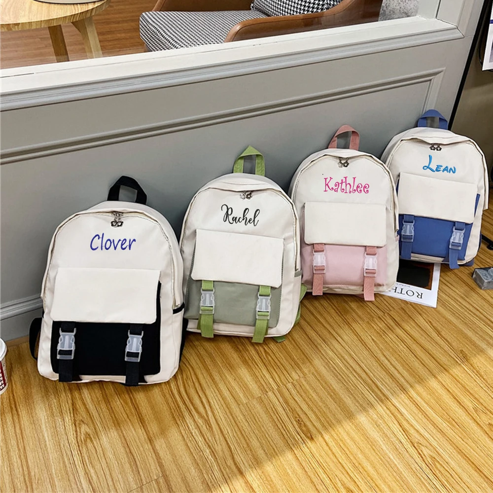 Personalized Embroidered Korean Version Capacity Backpack Personalized High School Backpack Boys And Girls\' Travel Shoulder Bag