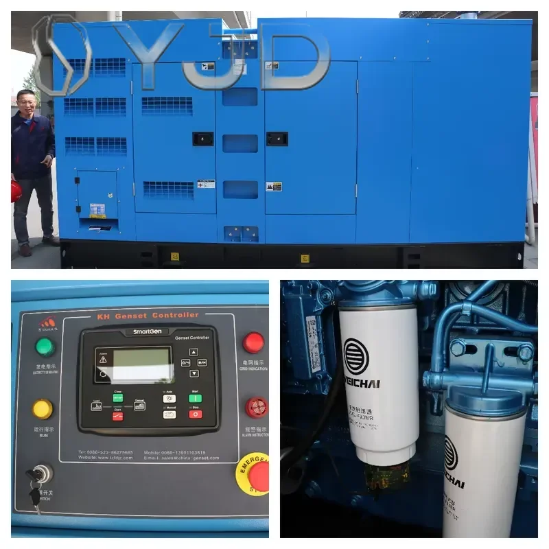 Reliable Weichai 240kW 300kVA Silent Diesel Generator Set for Construction Mining Prime Power Hospital 50Hz Water Cooled 3