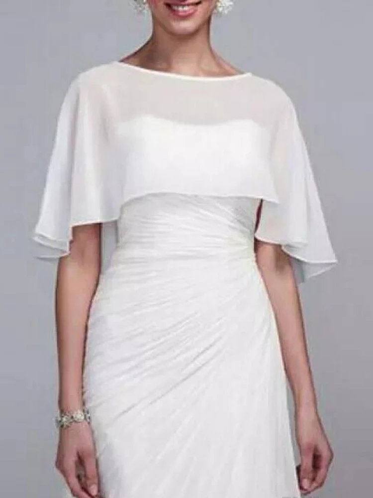 Chiffon Wedding Wraps Bridal Wraps Jackets Wedding Bolero White Ivory Cape Cloak