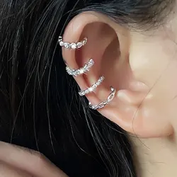 1PC Fashion Crystal CZ Heart Hollow Geometry Ear Cuffs Without Hole Clip Earrings Non-Piercing Fake Cartilage Earrings For Women