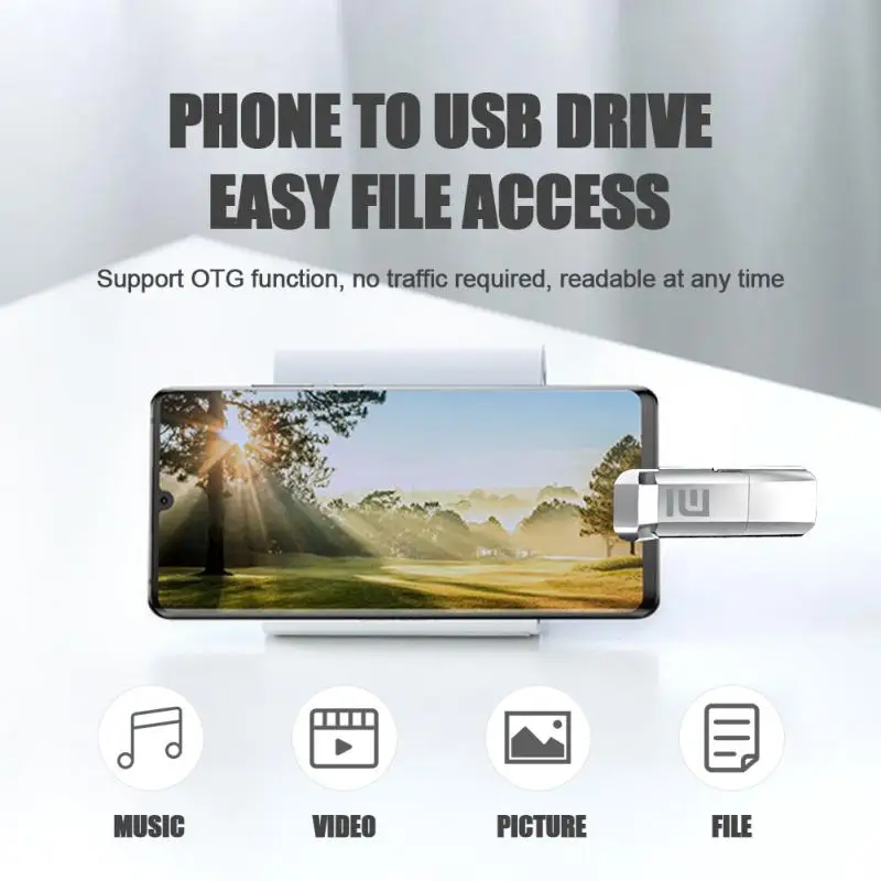 Xiaomi 2 IN 1 USB Memory Drive, Flash Drive USB 2TB 1TB Tipe C kecepatan tinggi USB 3.0 tahan air