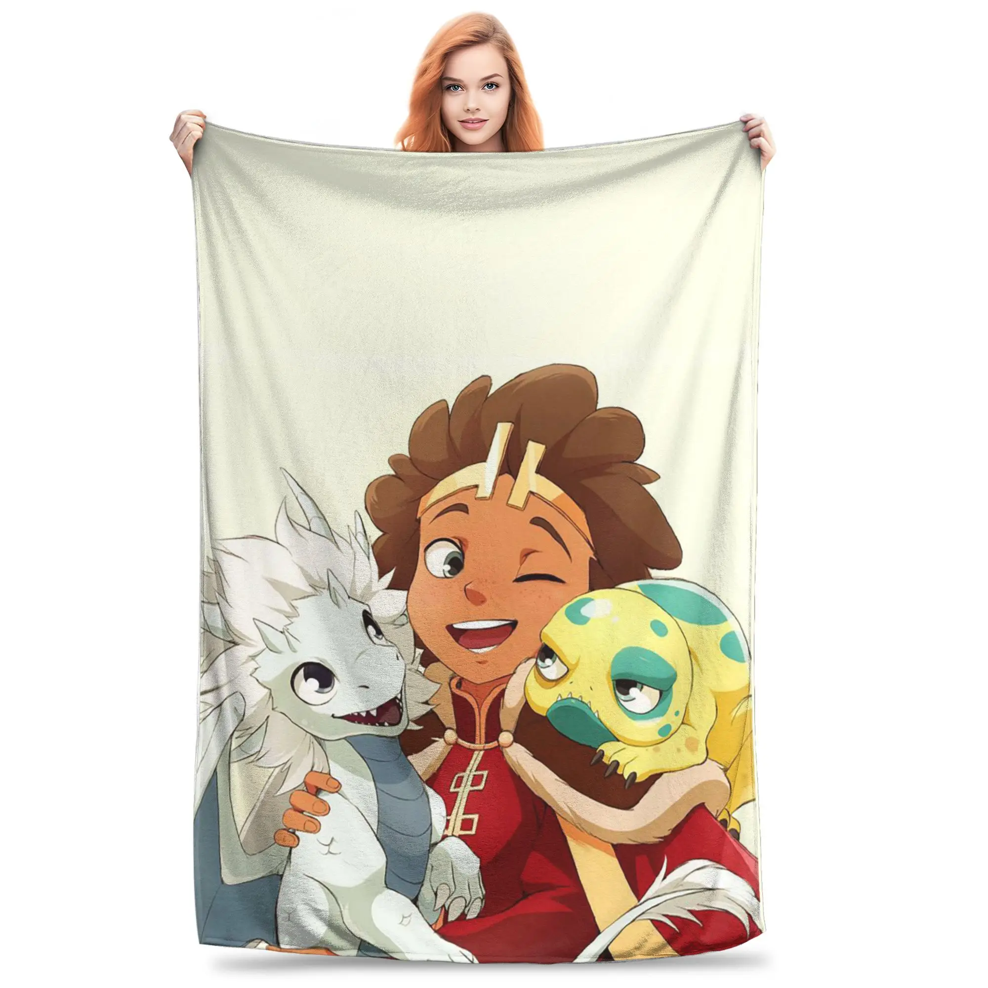 

Flannel Throw Blanket Dragon Prince Cartoon Anime Warm Plush Blankets Soft Bedspread for Bed Living room Home Travel Sofa